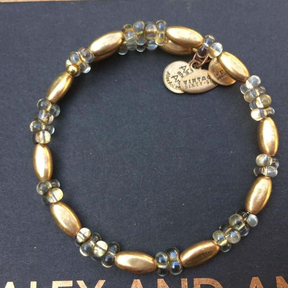 Alex and Ani Olive Green with Gold Beads Wrap